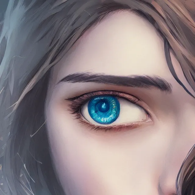 Prompt: illustration of a woman's eyes by artgerm and wlop and greg rutkowski, digital art, extreme detail, realistic lighting, cinematic composition, concept art, sharp focus, colorful, photorealistic eyes, 8 k