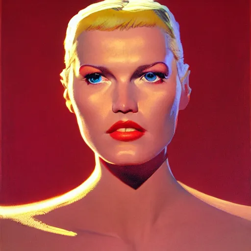 Prompt: portrait soft light, by frank mccarthy and killian eng, inspired by flash gordon, paintbrush and screen print, fine, sharp detail