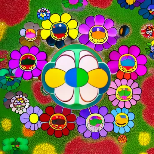Prompt: A brain made of colorful flowers, in a peaceful garden, art by Takashi Murakami, unreal engine 5