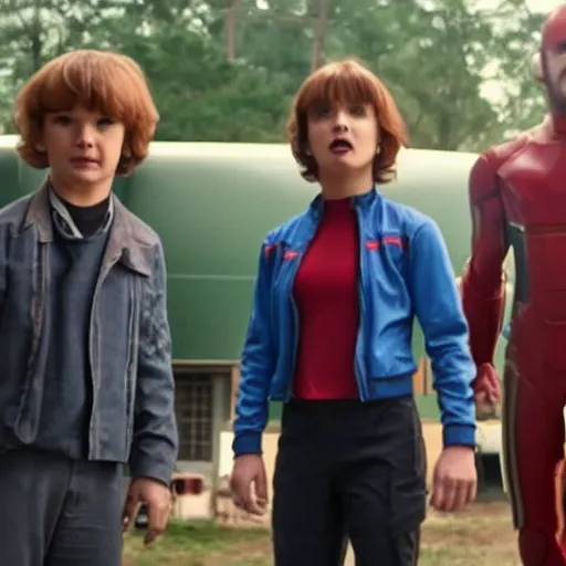 Prompt: the avengers are in stranger things