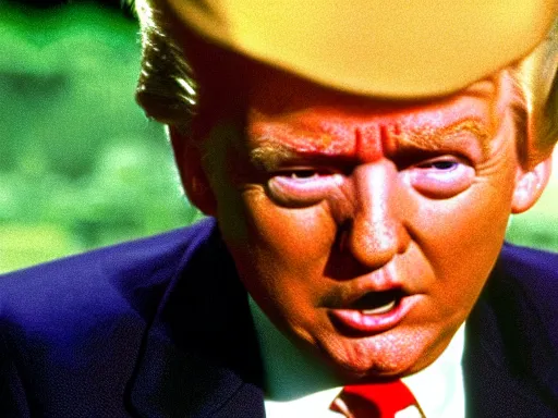 Image similar to donald trump as an oompa loompa, still from film willy wonka and the chocolate factory 1 9 7 1