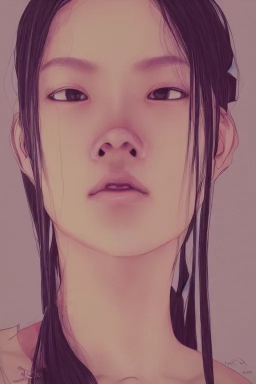 Prompt: Portrait of Yeji from Itzy, unreal engine, detailed face, rule of thirds, captivating and enticing, , by James Jean