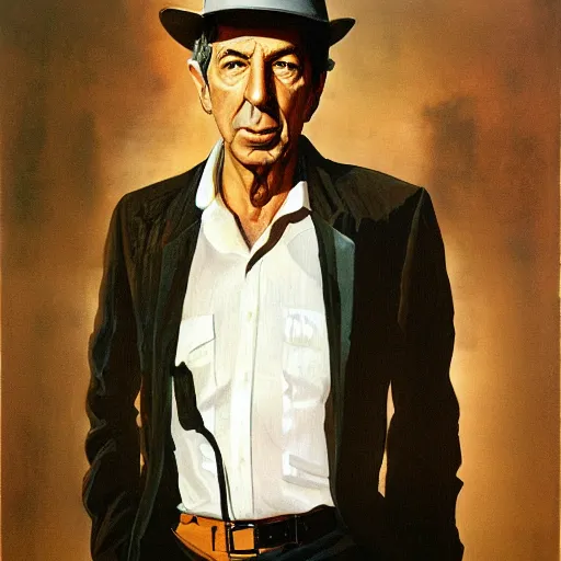 Prompt: portrait of leonard cohen, by Frank McCarthy