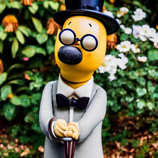 Image similar to planters mr peanut with cane and monocle, ( sony a 7 r iv, symmetric balance, polarizing filter, photolab, lightroom, 4 k, dolby vision, photography awardm, voque, perfect face )