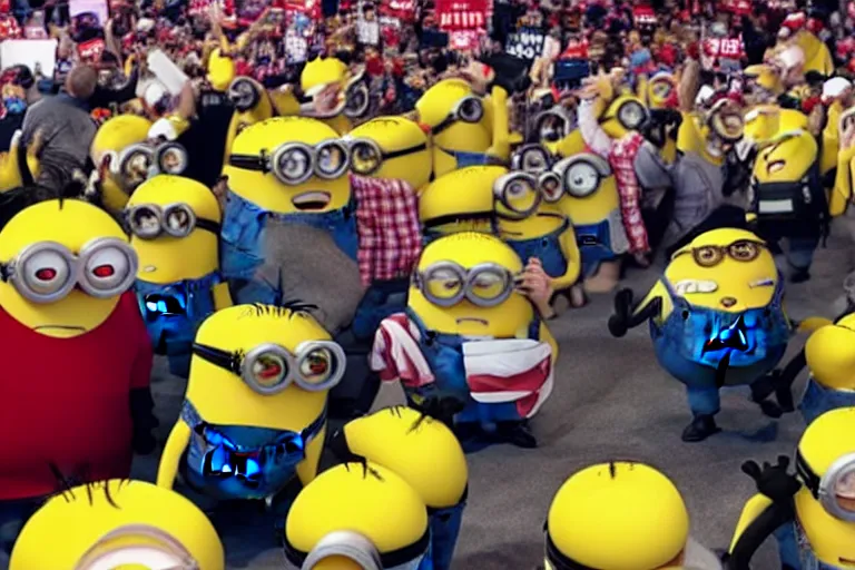 Image similar to minions at a trump rally