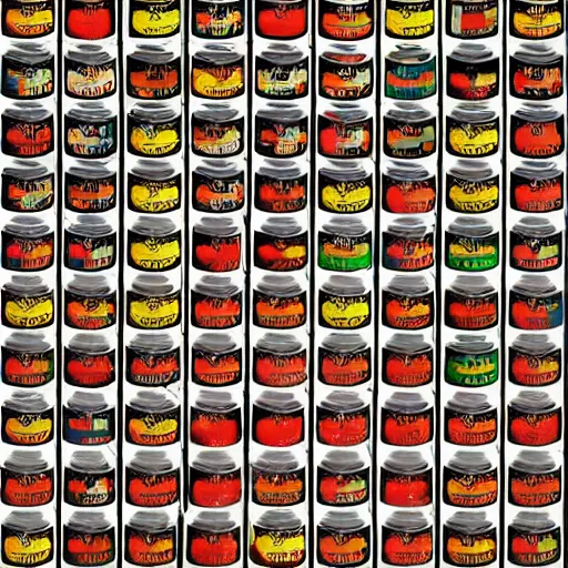 Image similar to soup cans by andy warhol, digital art, trending on artstation