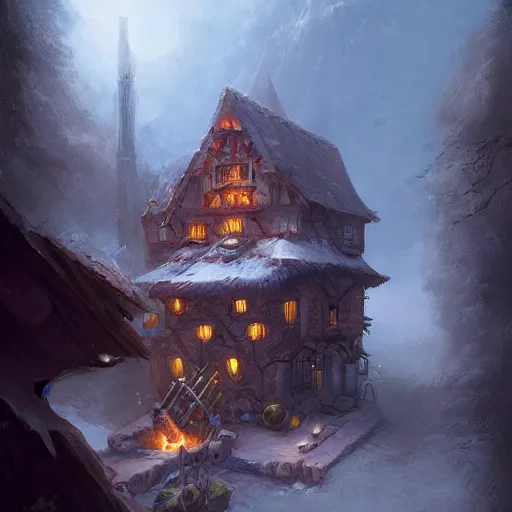 Image similar to a highly detailed fantasy digital art trending on artstation by andreas rocha of a house made of swiss cheese