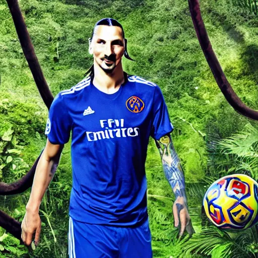 Prompt: Zlatan Ibrahimovic in the jungle-n 9