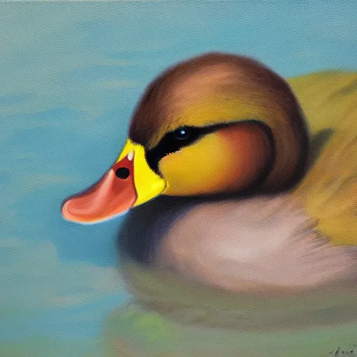 Image similar to a duck on the prowl oil painting