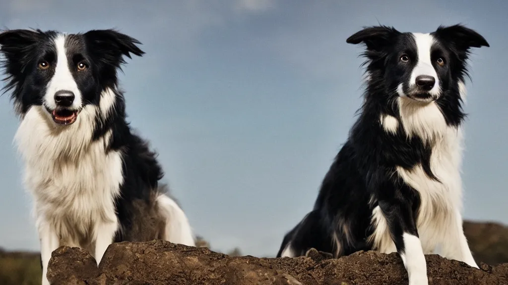 Prompt: Border Collie, splash art, movie still, cinematic lighting, dramatic, octane render, long lens, shallow depth of field, bokeh, anamorphic lens flare, 8k, hyper detailed, 35mm film grain