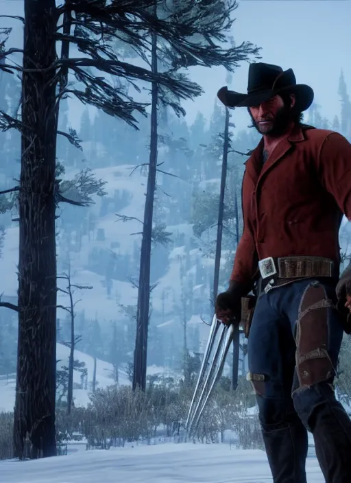 Image similar to film still of wolverine in red dead redemption 2 ( 2 0 1 8 video game )