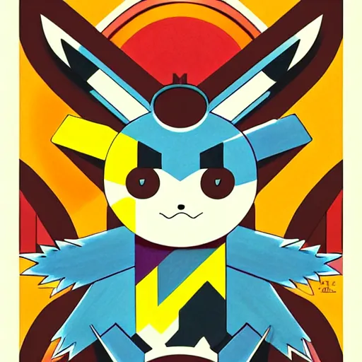 Prompt: bauhaus pokemon gouache illustration hip hop album cover art, conceptual mystery pokemon, intricate detailed painting, illustration sharp detail, manga 1 9 9 0