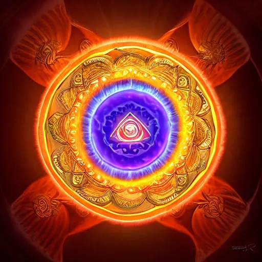 Image similar to sahasrara chakra epic legends game icon stylized digital illustration radiating a glowing aura global illumination ray tracing hdr fanart arstation by ian pesty and katarzyna da bek - chmiel