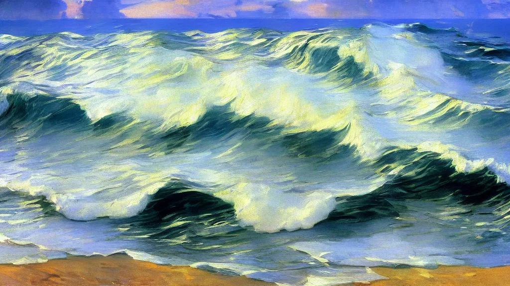 Prompt: ocean waves by joaquin sorolla, 4 k resolution