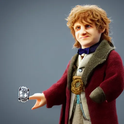 Image similar to Bilbo Baggins with the ring after a long time, realistic, photo, detailed