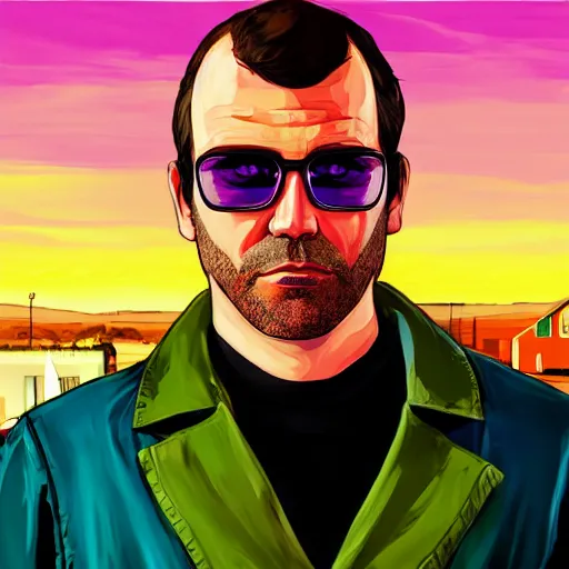 Image similar to gta 5 playthrough, stylized painting art