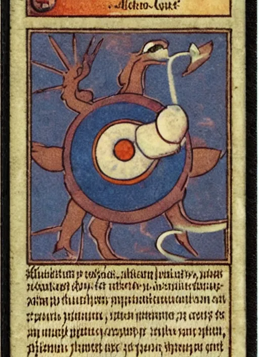 Prompt: a pokemon card from the 1 4 0 0 s