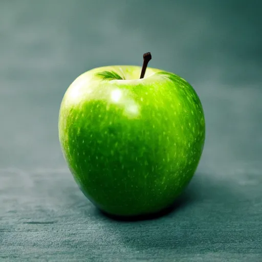 Prompt: a beautiful photo of a green apple, very high contrast