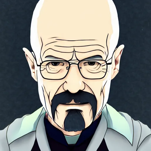 Image similar to portrait of walter white as the master of the ice, anime fantasy illustration by tomoyuki yamasaki, kyoto studio, madhouse, ufotable, trending on artstation