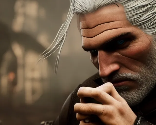 Prompt: 5 5 mm portrait photo of geralt trying to solve a rubix cube. magical atmosphere. art by greg rutkowski. highly detailed 8 k. intricate. lifelike. soft light. nikon d 8 5 0.