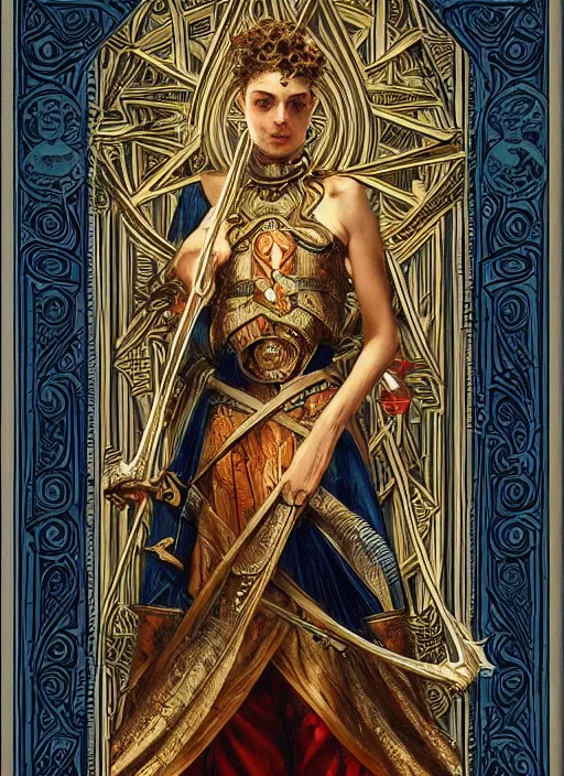 Image similar to tarot card frame _ by _ filipe _ pagliuso _ and _ justin _ gerard _ symmetric _ fantasy _ highly _ detailed _ realistic _ intricate _ port