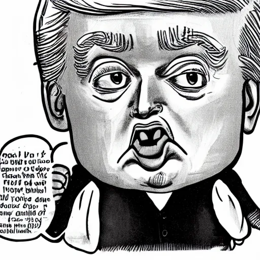 Image similar to donald trump as a baby in time out political cartoon