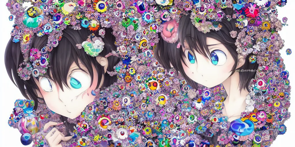 Image similar to an anime worm girl, beautiful shadowing, 3 d shadowing, reflective surfaces, illustrated completely, 8 k beautifully detailed pencil illustration, extremely hyper - detailed pencil illustration, intricate, epic composition, very very kawaii, masterpiece, bold complimentary colors. stunning masterfully painted by takashi murakami