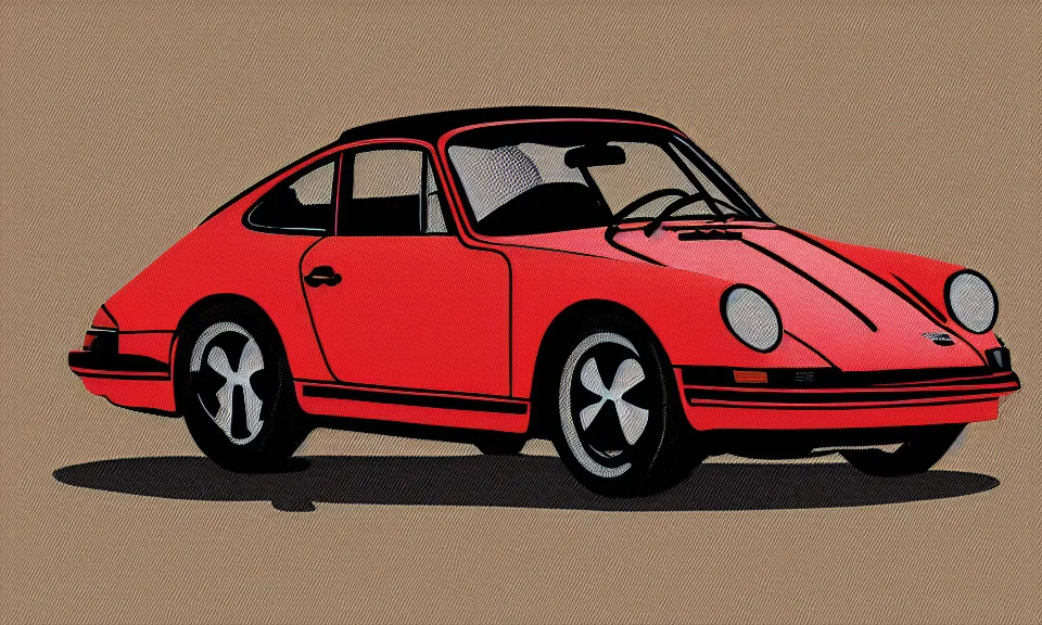 Image similar to pop art illustration of a porsche 9 1 1, adobe illustrator