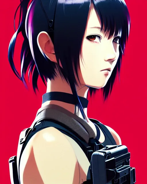 Image similar to girl wearing tactical gear | | very very anime!!!, fine - face, audrey plaza, realistic shaded perfect face, fine details. anime. realistic shaded lighting poster by ilya kuvshinov katsuhiro otomo ghost - in - the - shell, magali villeneuve, artgerm, jeremy lipkin and michael garmash and rob rey