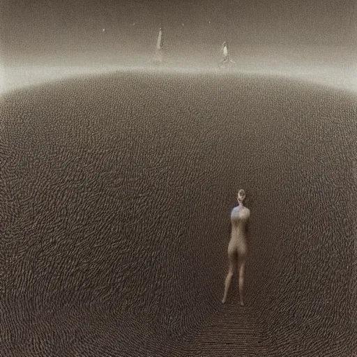 Image similar to a whole bunch of little tiny people, by zdzisław beksinski