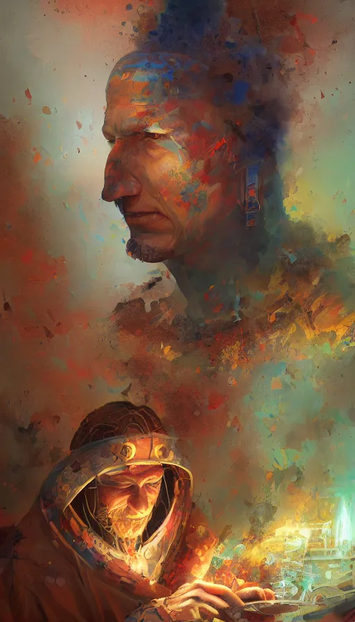 Prompt: portrait of a digital shaman, by marc simonetti