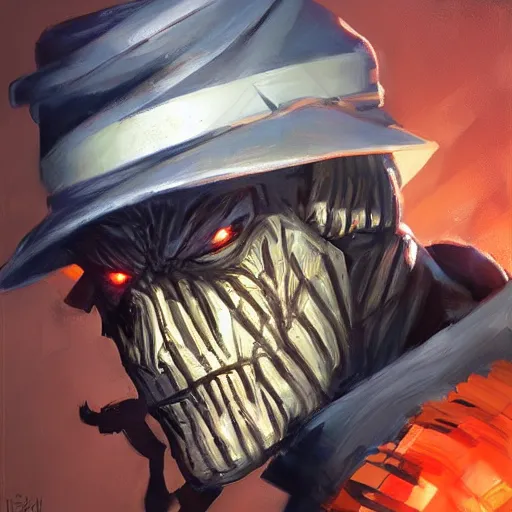 Image similar to greg manchess portrait painting of partially armored freddy krueger as overwatch character, medium shot, asymmetrical, profile picture, organic painting, sunny day, matte painting, bold shapes, hard edges, street art, trending on artstation, by huang guangjian and gil elvgren and sachin teng