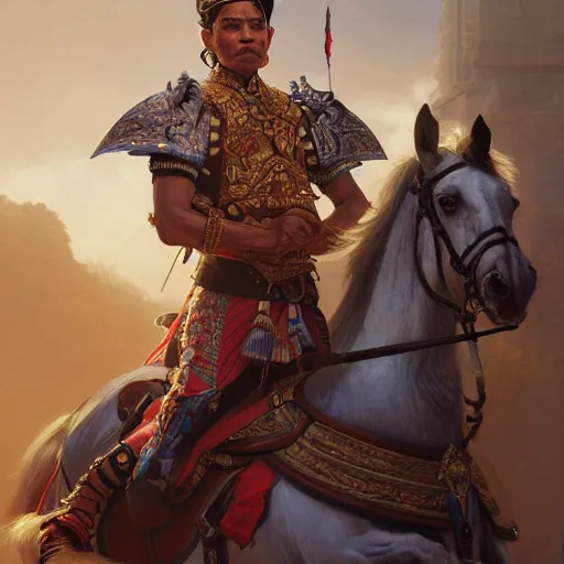 Prompt: portrait painting of a nepali warrior and riding a horse, ultra realistic, concept art, intricate details, eerie, highly detailed, photorealistic, octane render, 8 k, unreal engine. art by artgerm and greg rutkowski and alphonse mucha