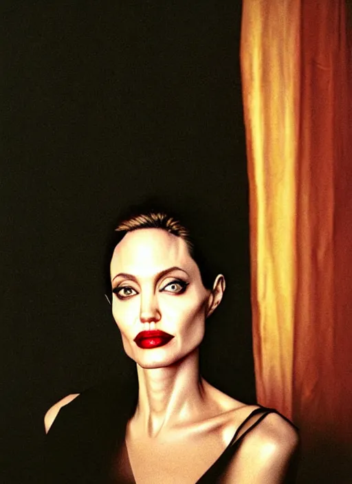 Image similar to close - up portrait of angelina jolie by sarah moon,