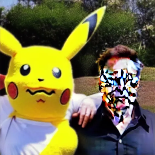 Image similar to elon musk with a pikachu costume