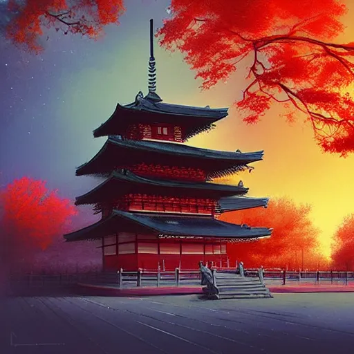 Image similar to japanese buddhist temple by anato finnstark, by alena aenami, by john harris, by ross tran, by wlop, by andreas rocha