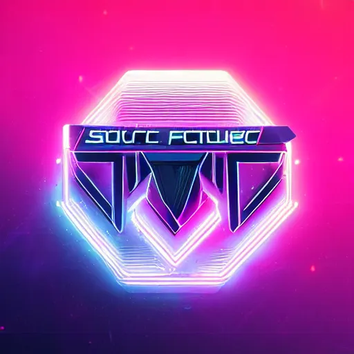 Image similar to scifi logo for a synthwave music producer, digital 3 d, black background, minimal, trending on artstation