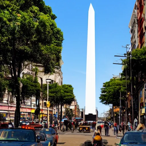 Prompt: realistic photo of buenos aires but the obelisk is a banana