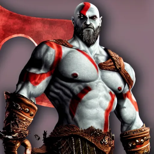 Prompt: Kratos from god of war on the Elen show