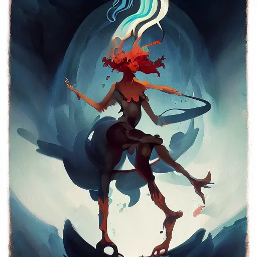 Prompt: a painting in the style of peter mohrbacher and in the style of james jean.