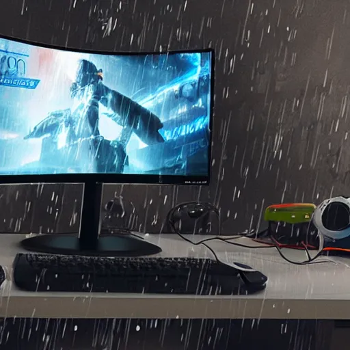 Image similar to gaming monitor under rain