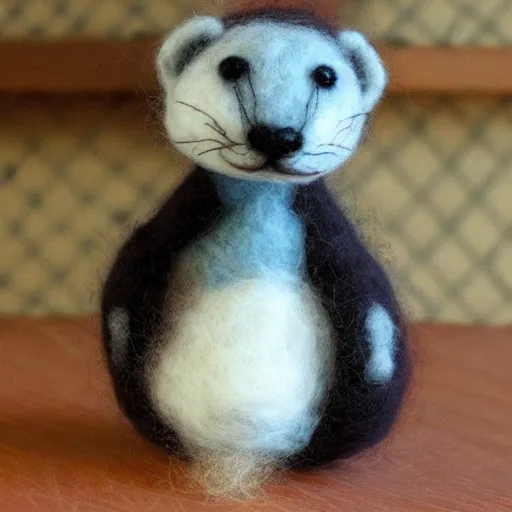 Image similar to a needle felted ferret, needle felting art.