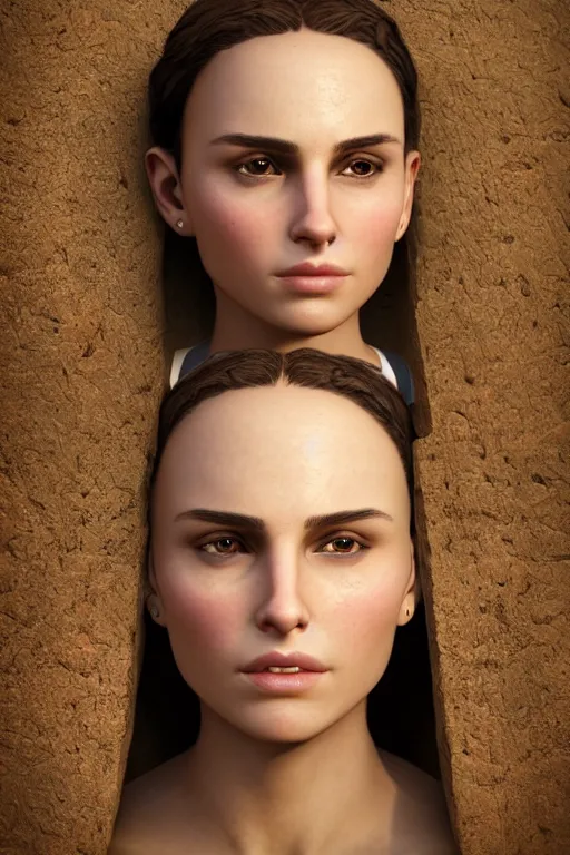 Prompt: a girl Nathalie Portman portrait, 3/4 view, loving amber eyes, a shy face, unreal 5, hyperrealistic, octane render, Regal, Refined, Detailed Digital Art, RPG portrait, William-Adolphe Bouguereau, Michael Cheval, dynamic lighting, Highly Detailed, Cinematic Lighting, Unreal Engine, 8k, HD