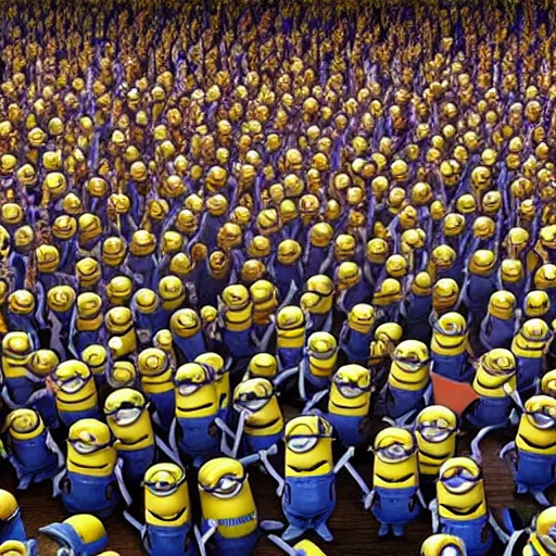 Image similar to Crowd of minions applauding, standing ovation. Photorealistic, Hyper detailed. 4k. Artstation.