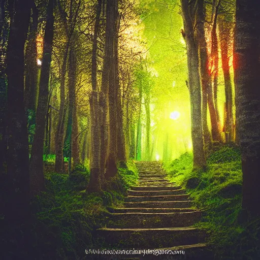 Image similar to magical forest, cinematic shot, cinematic lighting, bokeh —steps 20