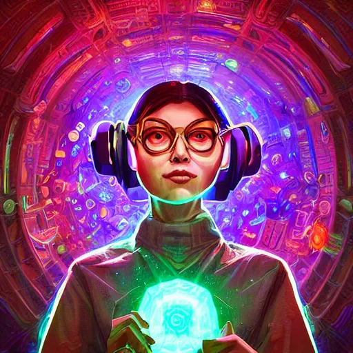 Image similar to skill magic geek inside matrix deepdream radiating a glowing aura stuff loot legends stylized digital illustration video game icon artstation lois van baarle, ilya kuvshinov, rossdraws,