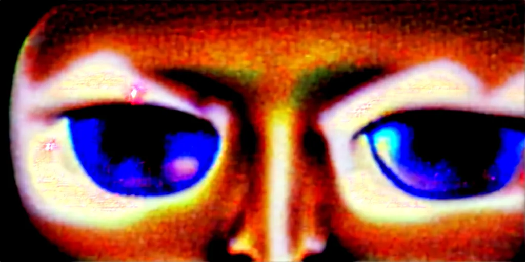 Image similar to a closeup of a person's face using a computer at night, just the light from the screen, reflective eyes, extremely detailed