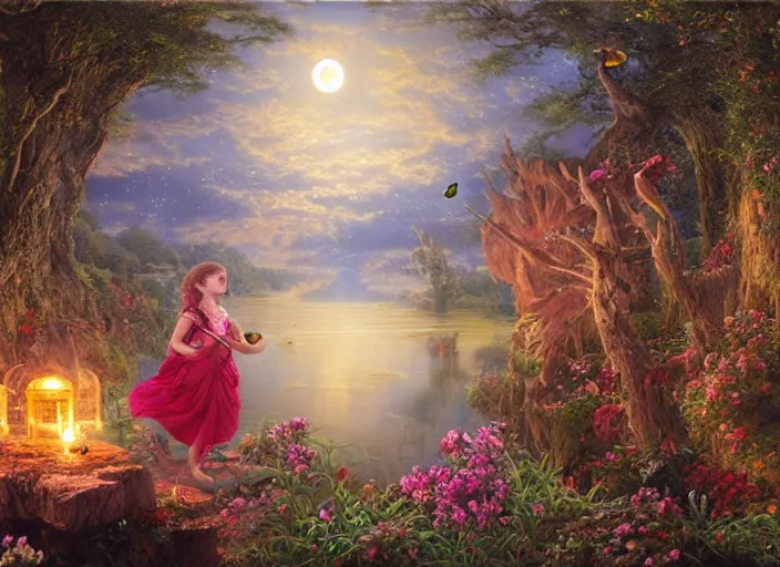 Prompt: 3D artist staring into the camera sculpting a teapot, fireflies, full moon, Lilia Alvarado, Sophie Anderson, Mark Arian, Bob Byerley, Charlie Bowater, Mark Brooks, Steve Henderson, Justin Gerard, Arthur Hughes, Edward Robert Hughes, Mark Keathley, Victor Nizovtsev, Carlos Shwabe, Ross Tran, WLOP