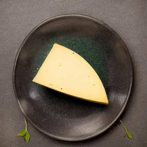 Image similar to a wedge of cheese with a green participation badge hanging from the side, stock art, 8K