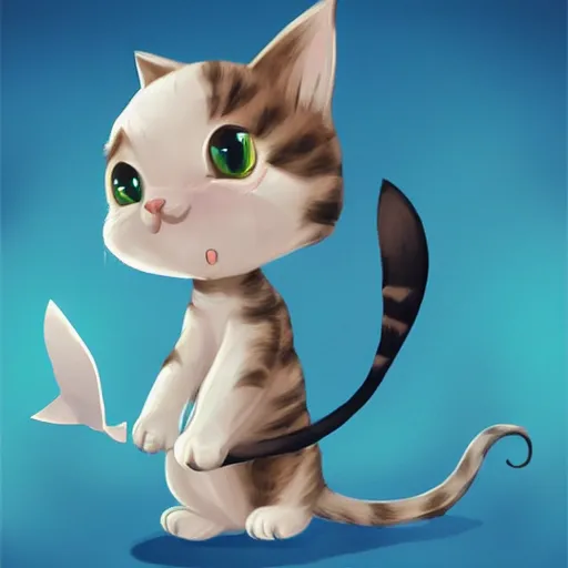 Image similar to cute cat with shark tail, smooth, artstation, digital illustration